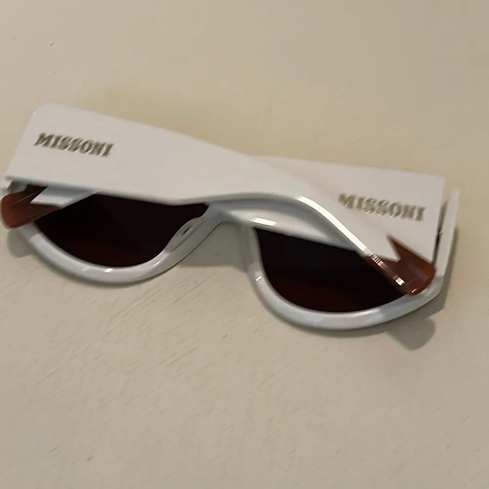 MISSONI MIS 0165/S Sunglasses Ivory White Chunky Wide Frame Y2K Celeb Style NEW